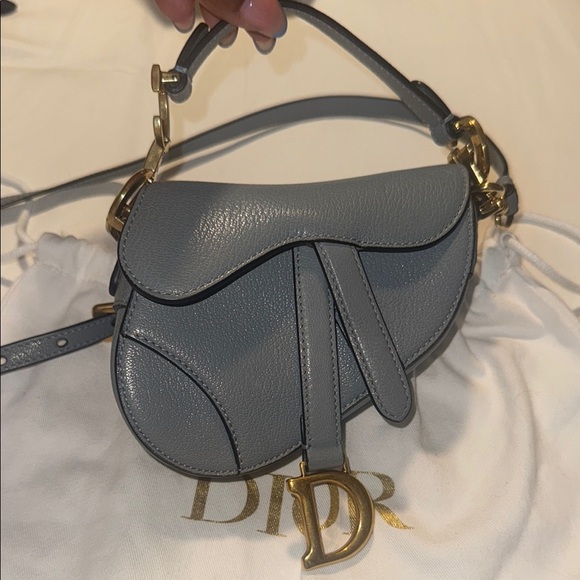 Dior Gray Crossbody Saddle Bag with Gold Hardware - Picture 6 of 8